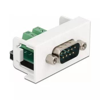 Delock Easy 45 Snap-in-Modul D-Sub 9-polig Stecker auf 10-polige Klemmleiste, Weiß RAL 9003 81351