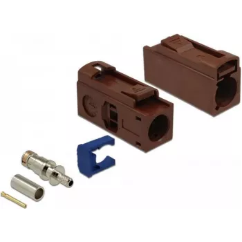 DeLOCK FAKRA F Buchse 25 mm (Lang) zum Crimpen - Nussbraun, RAL 8011 89690