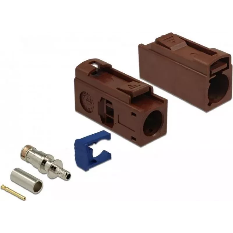 DeLOCK FAKRA F Buchse 25 mm (Lang) zum Crimpen - Nussbraun, RAL 8011 89690