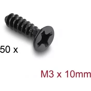 Delock Lüfter-Schraubenset M3 x 10 mm, 50 Stück, Schwarz 60986