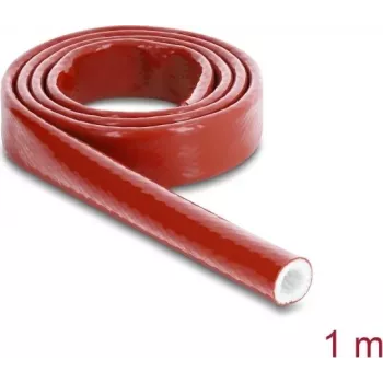 Delock Feuerfeste Silikonbeschichtete Glasfaser-Schutzhülle 1 m x 10 mm Rot 19093