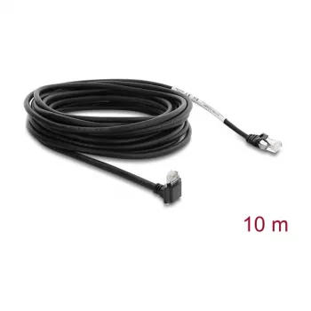 Delock GigE Kamera-Kabel RJ45 90° gewinkelt mit Schrauben zu RJ45 Cat.6 S/FTP 10 m Schwarz
