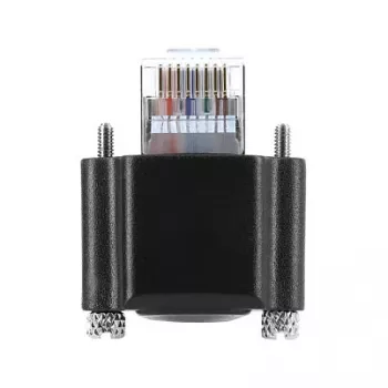 Delock GigE-Kamerakabel RJ45-Stecker 90° abgewinkelt mit Schrauben, Steckerlänge 28 mm auf RJ45-Stecker Cat.6 S/FTP 5 m Schwarz
