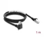 Delock GigE Kamera-Kabel RJ45 Stecker 90° abgewinkelt mit Schrauben, 28 mm Steckerlänge auf RJ45 Stecker Cat.6 S/FTP 1 m Schwarz