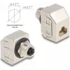 Delock M12 Adapter X-codiert 8-polig Buchse auf RJ45 Buchse Cat.6A STP Metall 60685