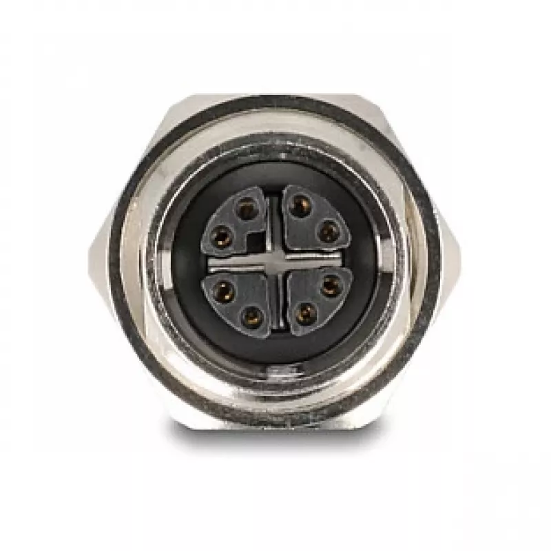 Delock M12 Adapter X-codiert 8-polig Buchse auf RJ45 Buchse Cat.6A STP Metall 60685