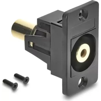 Delock Panel-Montage 3,5 mm 3-Pin Klinken-Kupplung Buchse zu Buchse Vergoldet Schwarz 91207