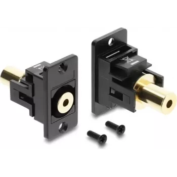 Delock Panel-Montage 3,5 mm 4-Pin Buchse-zu-Buchse Klinken-Kupplung, vergoldet, schwarz 91223