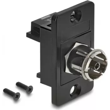 DELOCK Panel-Mount IEC C14 Stecker auf F-Typ Buchse Adapter Schwarz 91196