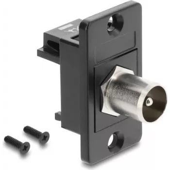 DELOCK Einbauadapter IEC C14 Stecker auf F-Buchse, Schwarz 91204
