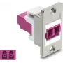 Delock Panel-Montage LC Duplex Kupplung, Multimode OM4, Silbernes Gehäuse, Violette Anschlüsse 91100
