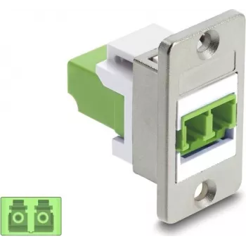 Delock Panelmontage LC Duplex Kupplung Multimode OM5 Limettengrün Silber Flansch 91105