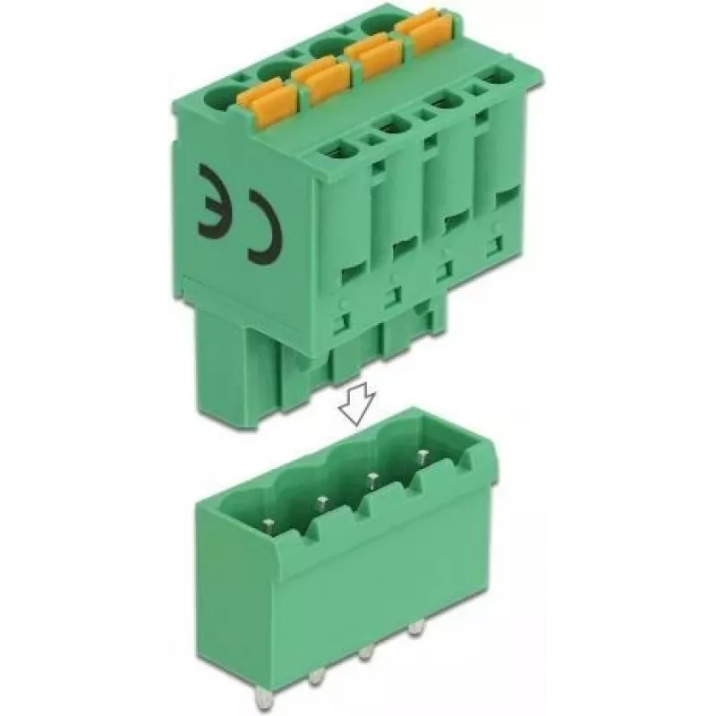 Delock PCB-Anschlussklemmen-Set 4-polig 5,08 mm Rastermaß vertikal (66501)