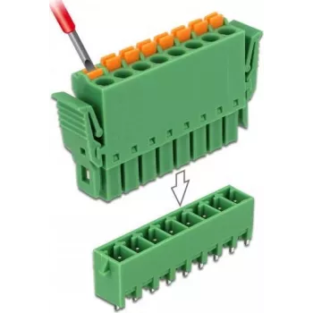 Delock PCB-Klemmenblock-Set 8-polig 3,81 mm Rastermaß vertikal grün (10 Stück) 65974