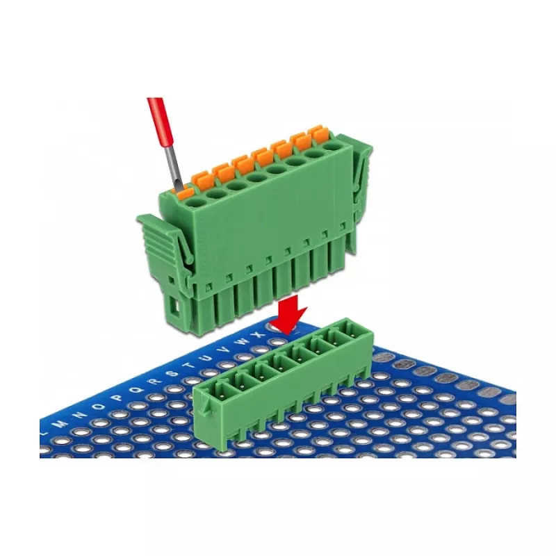 Delock PCB-Klemmenblock-Set 8-polig 3,81 mm Rastermaß vertikal grün (10 Stück) 65974