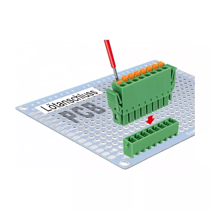 Delock PCB-Klemmenblock-Set 8-polig 3,81 mm Rastermaß vertikal grün (10 Stück) 65974