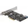 Delock PCI Express x4 Karte zu 4 x USB Type-C + 1 x USB Type-A - SuperSpeed USB 10 Gbps - Low Profile Formfaktor, USB Controller
