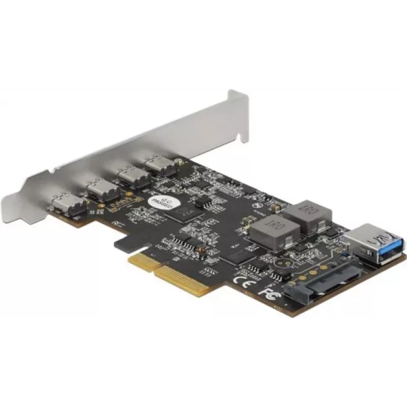 Delock PCI Express x4 Karte zu 4 x USB Type-C + 1 x USB Type-A - SuperSpeed USB 10 Gbps - Low Profile Formfaktor, USB Controller