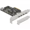 Delock PCI Express x4 Karte zu 4 x USB Type-C + 1 x USB Type-A - SuperSpeed USB 10 Gbps - Low Profile Formfaktor, USB Controller