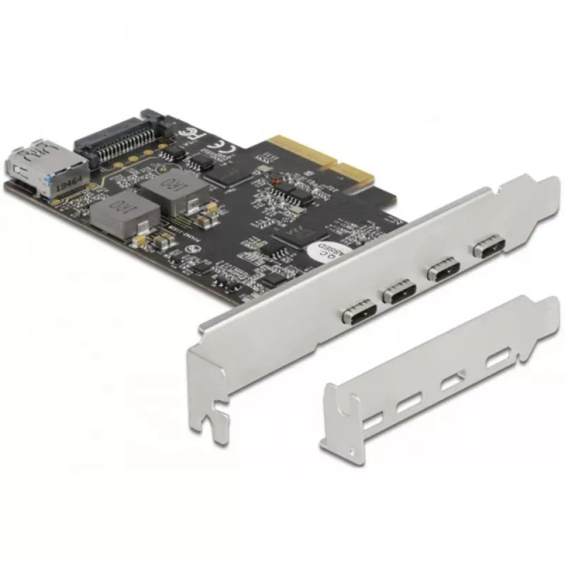Delock PCI Express x4 Karte zu 4 x USB Type-C + 1 x USB Type-A - SuperSpeed USB 10 Gbps - Low Profile Formfaktor, USB Controller