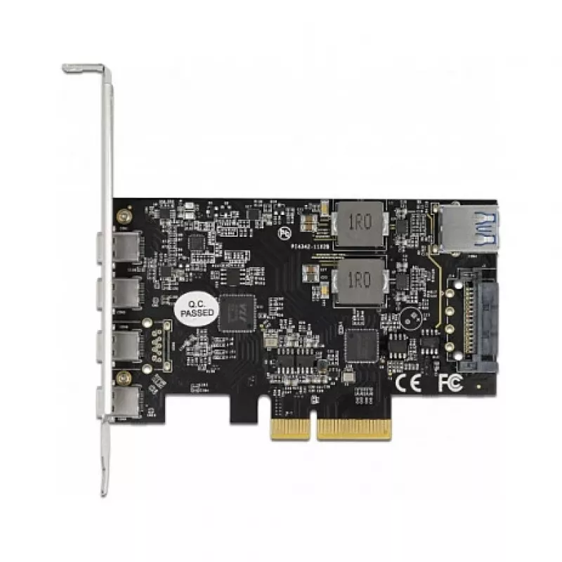 Delock PCI Express x4 Karte zu 4 x USB Type-C + 1 x USB Type-A - SuperSpeed USB 10 Gbps - Low Profile Formfaktor, USB Controller