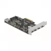 Delock PCI Express x4 Karte zu 4 x USB Type-C + 1 x USB Type-A - SuperSpeed USB 10 Gbps - Low Profile Formfaktor, USB Controller