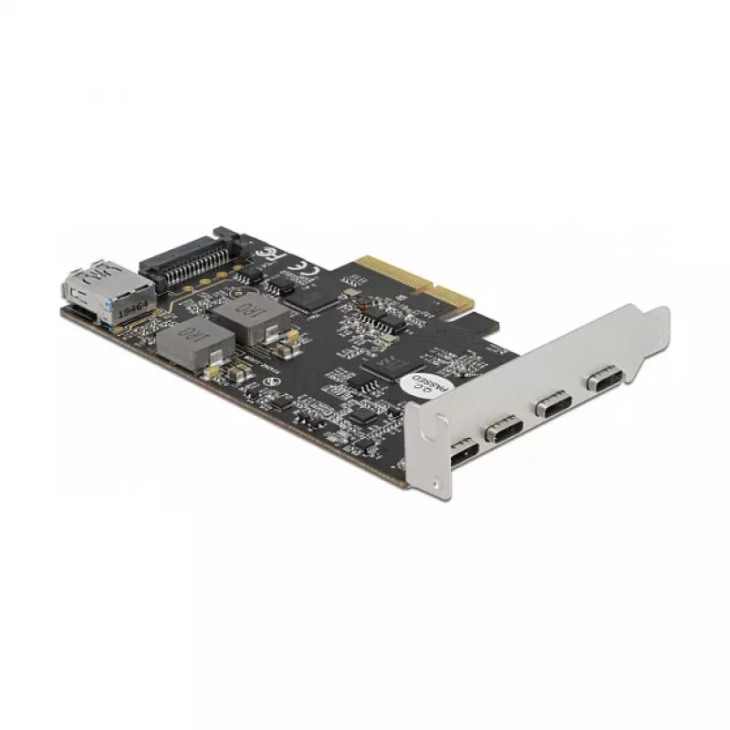 Delock PCI Express x4 Karte zu 4 x USB Type-C + 1 x USB Type-A - SuperSpeed USB 10 Gbps - Low Profile Formfaktor, USB Controller
