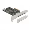 Delock PCI Express x4 Karte zu 4 x USB Type-C + 1 x USB Type-A - SuperSpeed USB 10 Gbps - Low Profile Formfaktor, USB Controller