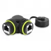 Delock RJ45 Kupplung Cat.6 Buchse auf Buchse mit M23 x 1,5 mm Gewinde und Schutzkappe, 90° abgewinkelt, IP68, Schwarz