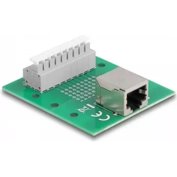 Delock RJ45 Buchse auf Klemmenblock mit Druckknopf für DIN-Schiene 66992