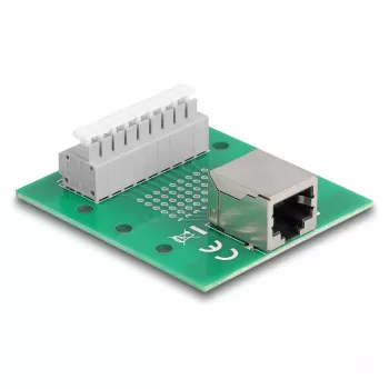 Delock RJ45 Buchse auf Klemmenblock mit Druckknopf für DIN-Schiene 66992