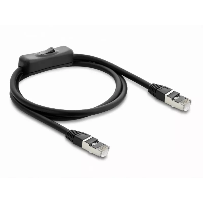 Delock RJ45 Patchkabel Cat.6 F/UTP 1 m Schwarz mit Schalter