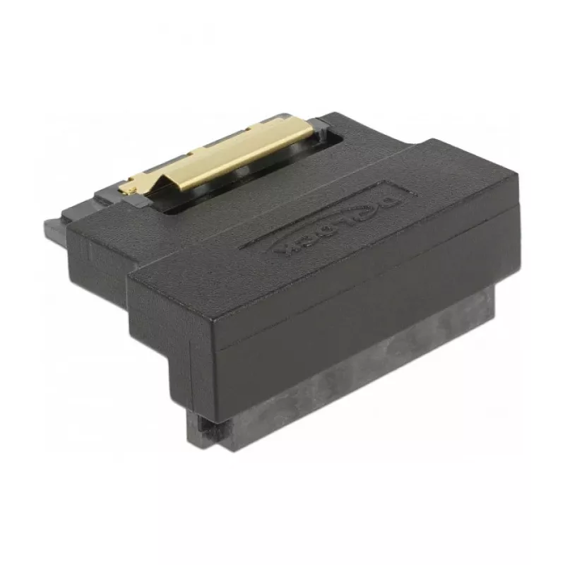 Delock SATA 22 Pin Buchse auf Stecker Adapter mit Verriegelung – nach unten abgewinkelt