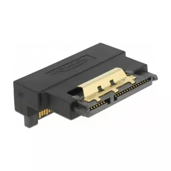 Delock SATA 22 Pin Buchse auf Stecker Adapter mit Verriegelung – nach unten abgewinkelt