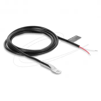 Delock Temperatursensor-Kabel M4 mit 2 offenen Kabelenden, PVC rund, B25/85 3435K, 1 m