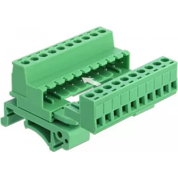 DELOCK Klemmenblock-Set für DIN-Schiene 10-polig mit 5,08 mm Rastermaß gewinkelt