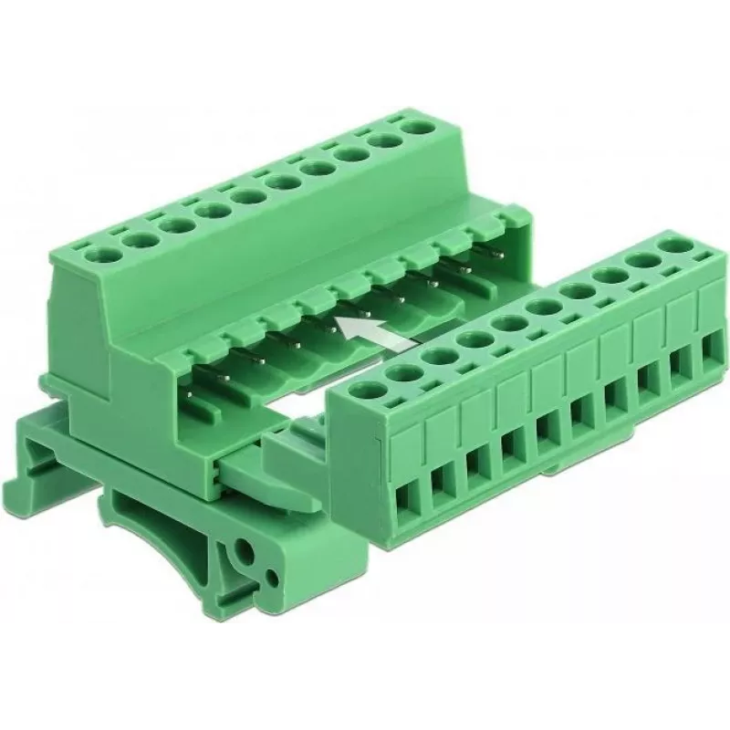 DELOCK Klemmenblock-Set für DIN-Schiene 10-polig mit 5,08 mm Rastermaß gewinkelt