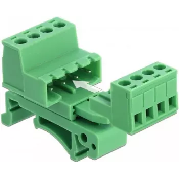 DeLOCK Klemmenblock-Set für DIN-Schiene 4-polig mit 5,08 mm Rastermaß gewinkelt