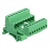 DeLOCK Klemmenblock-Set für DIN-Schiene, 8-polig, 5,08 mm Rastermaß, gewinkelt, grün