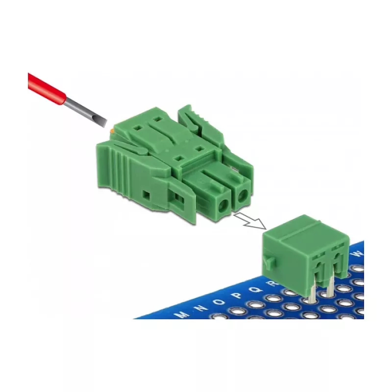 Delock Klemmenblock-Set für Leiterplatte 2-polig 3,81 mm Rastermaß horizontal 65952