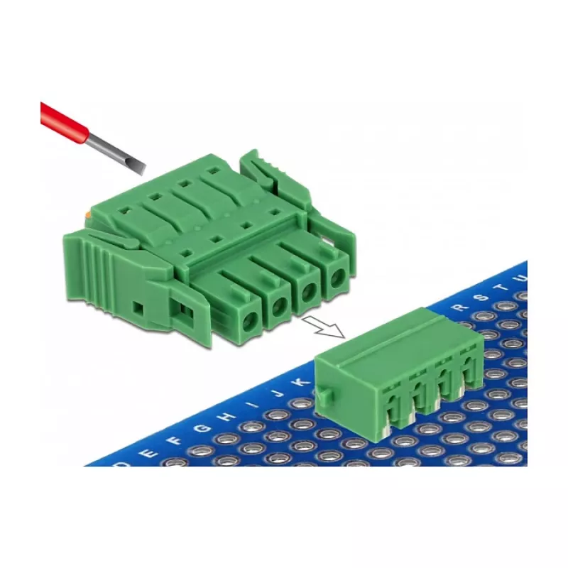 Delock Klemmenblock-Set für Platine 4-polig 3,81 mm Rastermaß horizontal (65954)