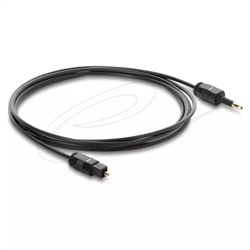 Delock TOSLINK-Kabel Mini TOSLINK 3,5-mm-Stecker auf TOSLINK-Stecker, Ø 2,2 mm, 1,5 m, Schwarz