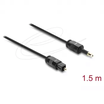 Delock TOSLINK-Kabel Mini TOSLINK 3,5-mm-Stecker auf TOSLINK-Stecker, Ø 2,2 mm, 1,5 m, Schwarz