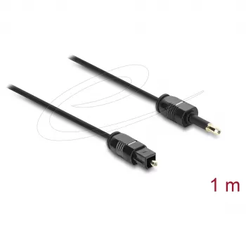 Delock TOSLINK-Kabel Mini TOSLINK 3,5-mm-Stecker auf TOSLINK-Stecker, Ø 2,2 mm, 1 m, Schwarz