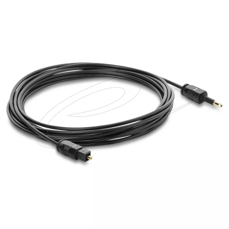 Delock TOSLINK-Kabel Mini TOSLINK 3,5-mm-Stecker auf TOSLINK-Stecker, Ø 2,2 mm, 3 m, Schwarz
