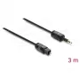 Delock TOSLINK-Kabel Mini TOSLINK 3,5-mm-Stecker auf TOSLINK-Stecker, Ø 2,2 mm, 3 m, Schwarz