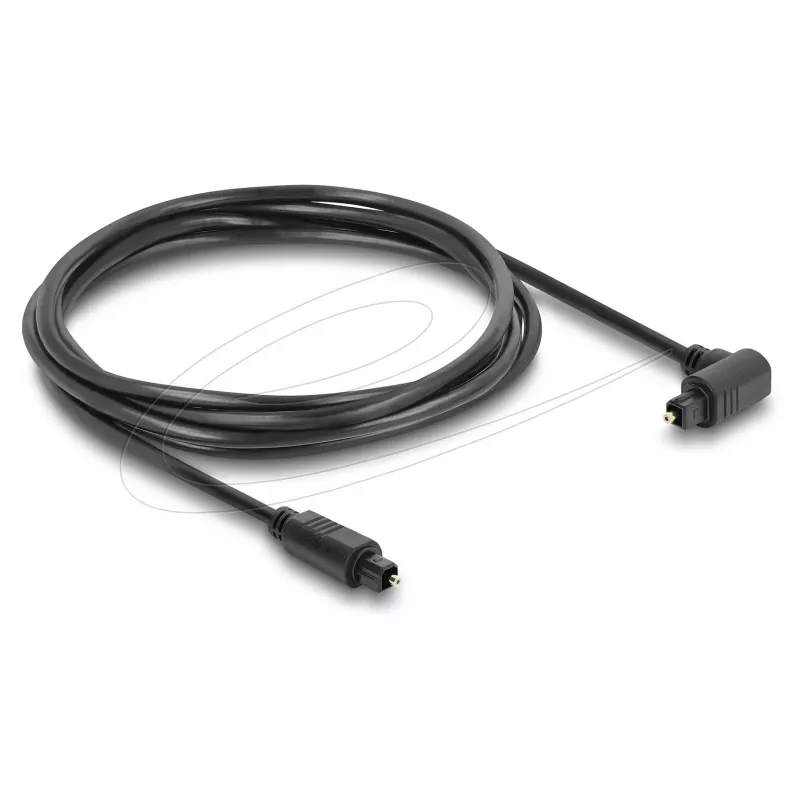 Delock TOSLINK Digitales optisches Audiokabel, 90° gewinkelt auf gerade, 1,5 m, 4 mm, Schwarz