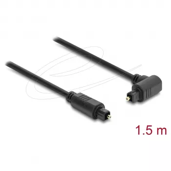 Delock TOSLINK Digitales optisches Audiokabel, 90° gewinkelt auf gerade, 1,5 m, 4 mm, Schwarz