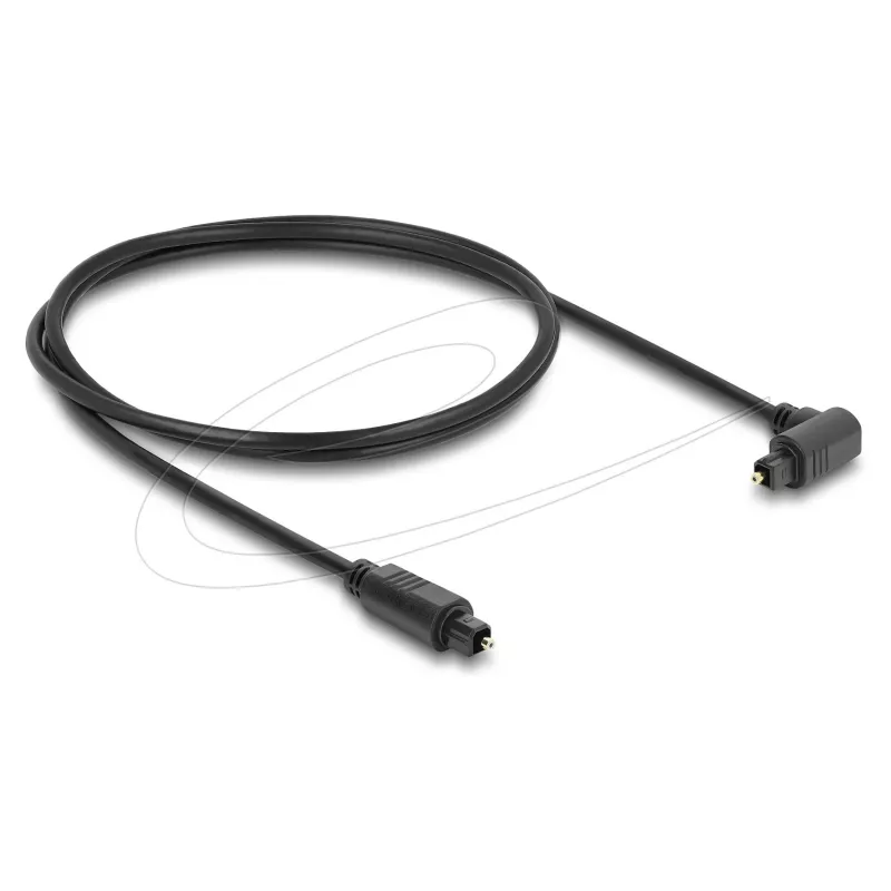 Delock TOSLINK Optisches Audiokabel 1m - 90° abgewinkelt auf gerade - 4mm - Schwarz
