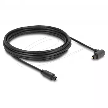 Delock TOSLINK Optisches Audiokabel 5m, 90° abgewinkelte auf gerade Stecker, 4mm, Schwarz